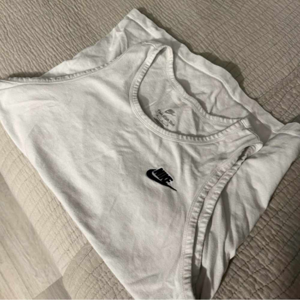 Nike White Sleeveless Top with Black Logo